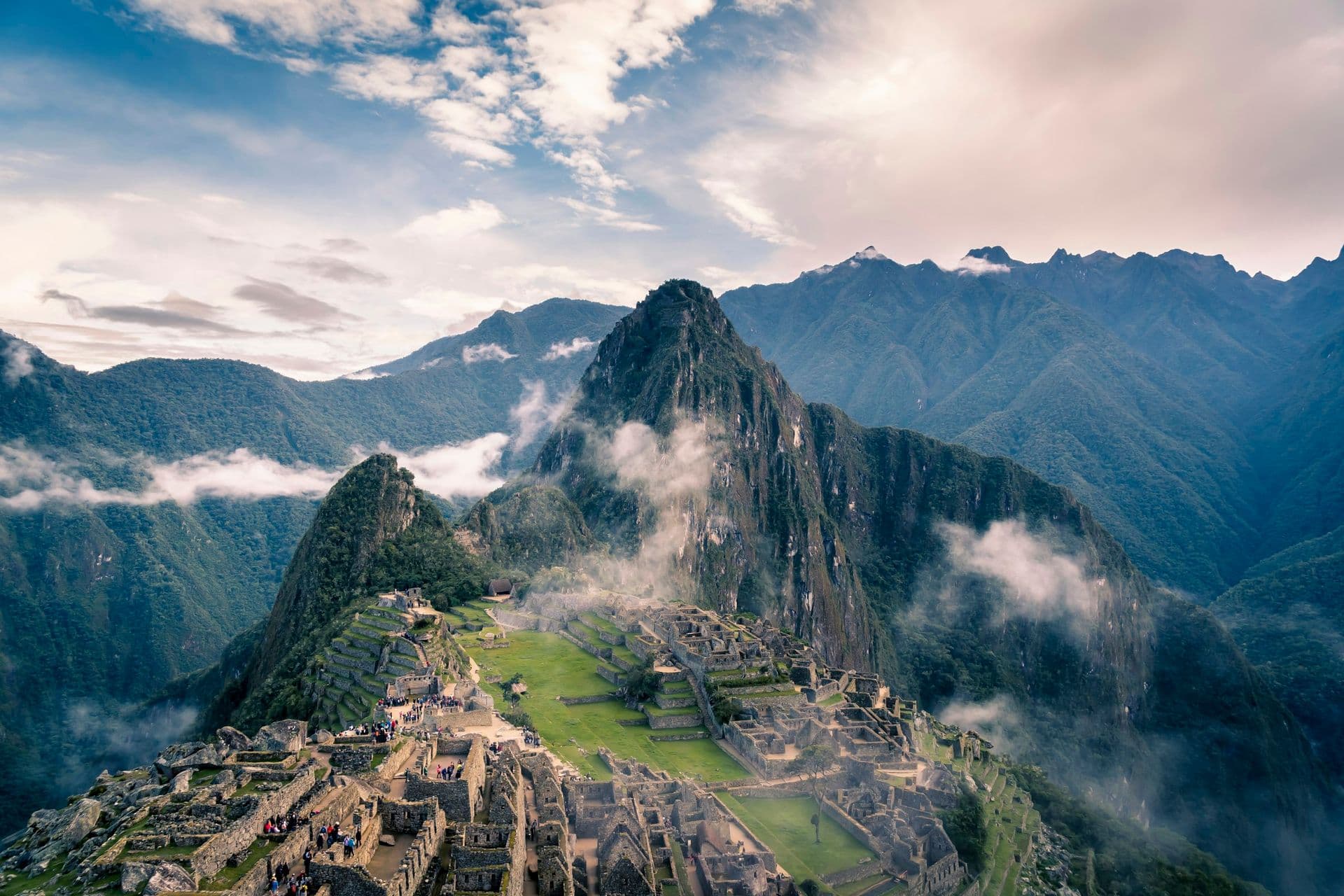 Machu Picchu among cloud-covered mountains